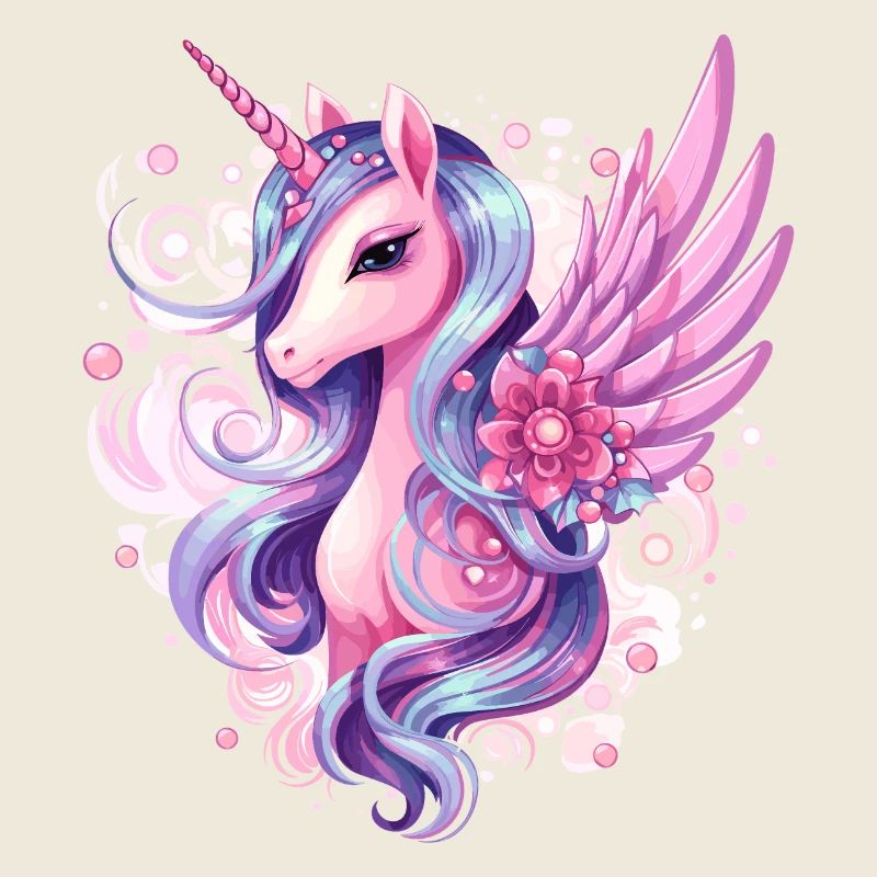 Licorne rose avec des ailes