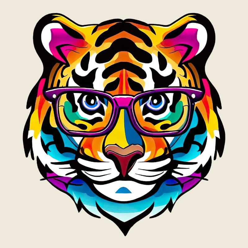 Tiger Intelligent Brille Bunt Regenbogen Geschenk