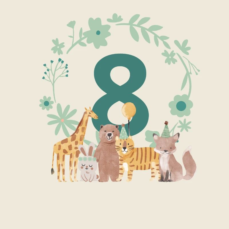 8e anniversaire - huitième anniversaire animaux
