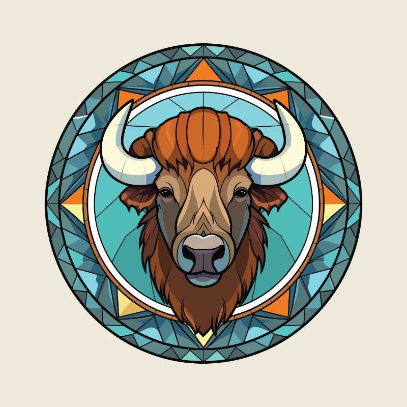 Bison Buntes Aquarell Tier Haustier Illustration