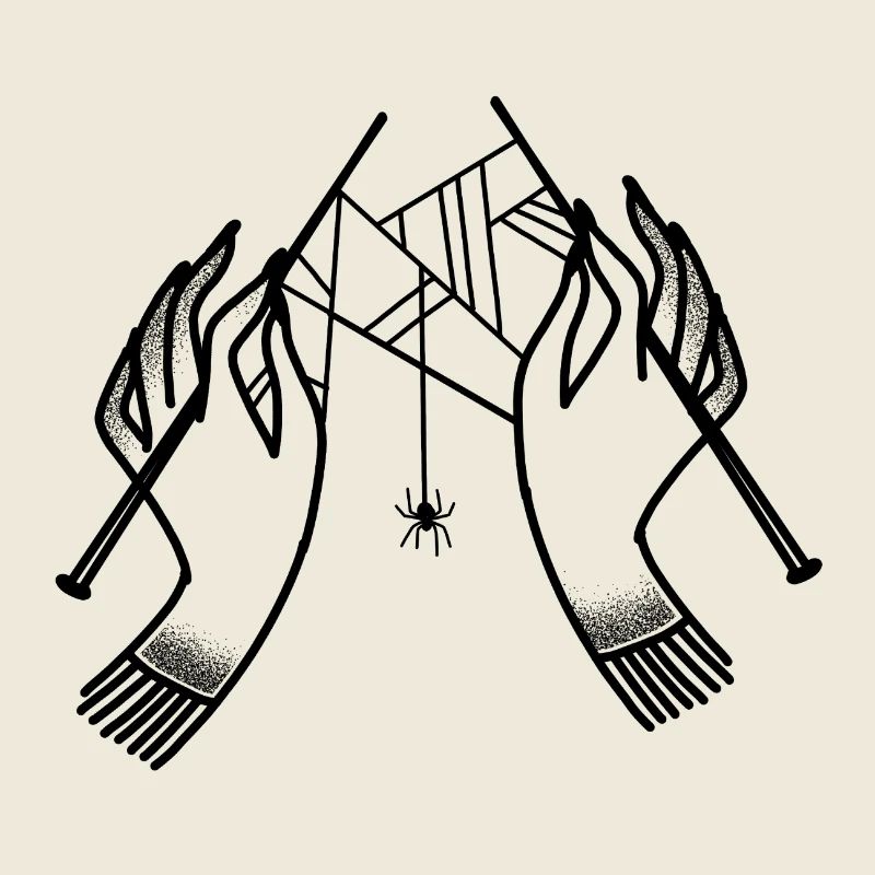 Witchcore Boho Hände Spinnennetze stricken