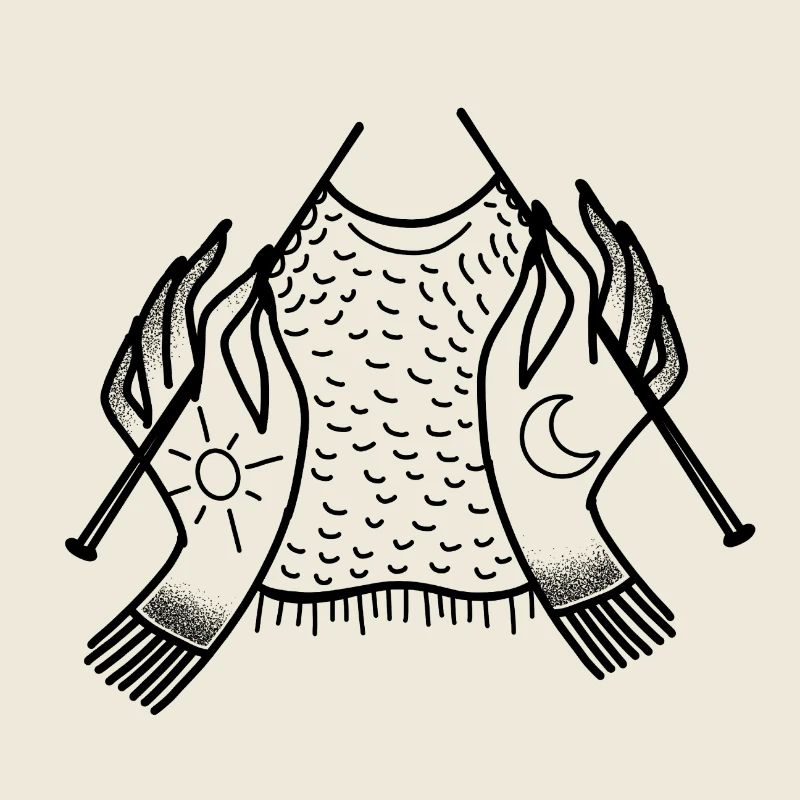 Witchcore tattoo Boho Knitting Hands