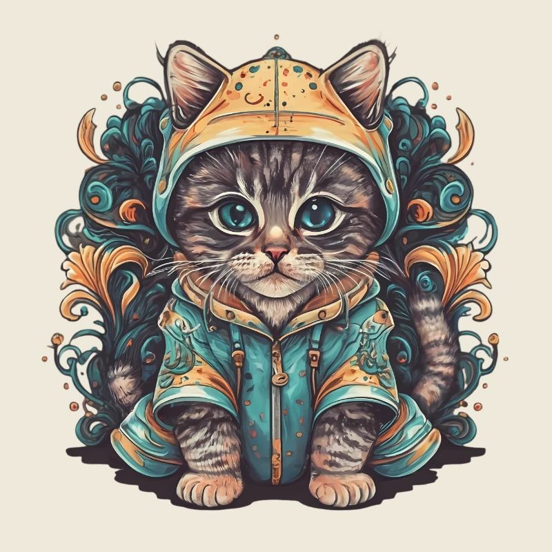 Chat magique dans un pull : un rêve d’hiver