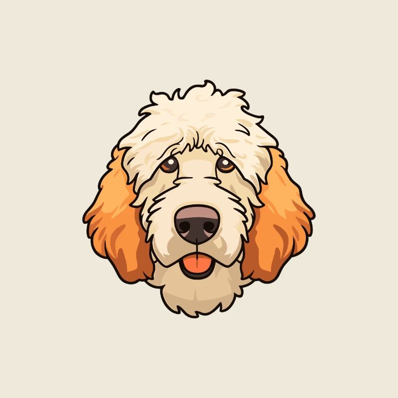 German Sheeppoodle Dog Breed Cartoon Kawaii Illust