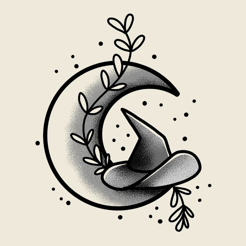 Witches Hat On The crescent Moon