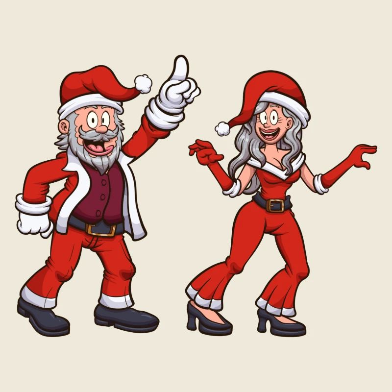 Père Noël dansant et mère Noël