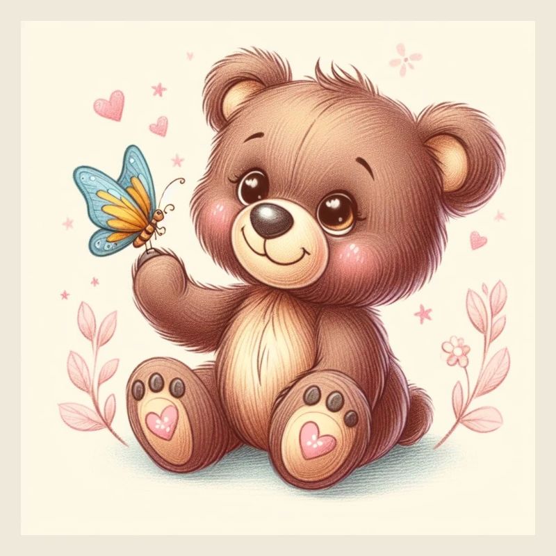 Ourson mignon avec papillon