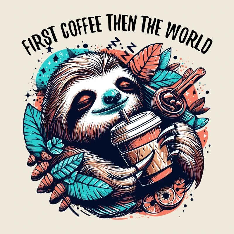 Faultier erst Kaffee dann Welt Geschenk