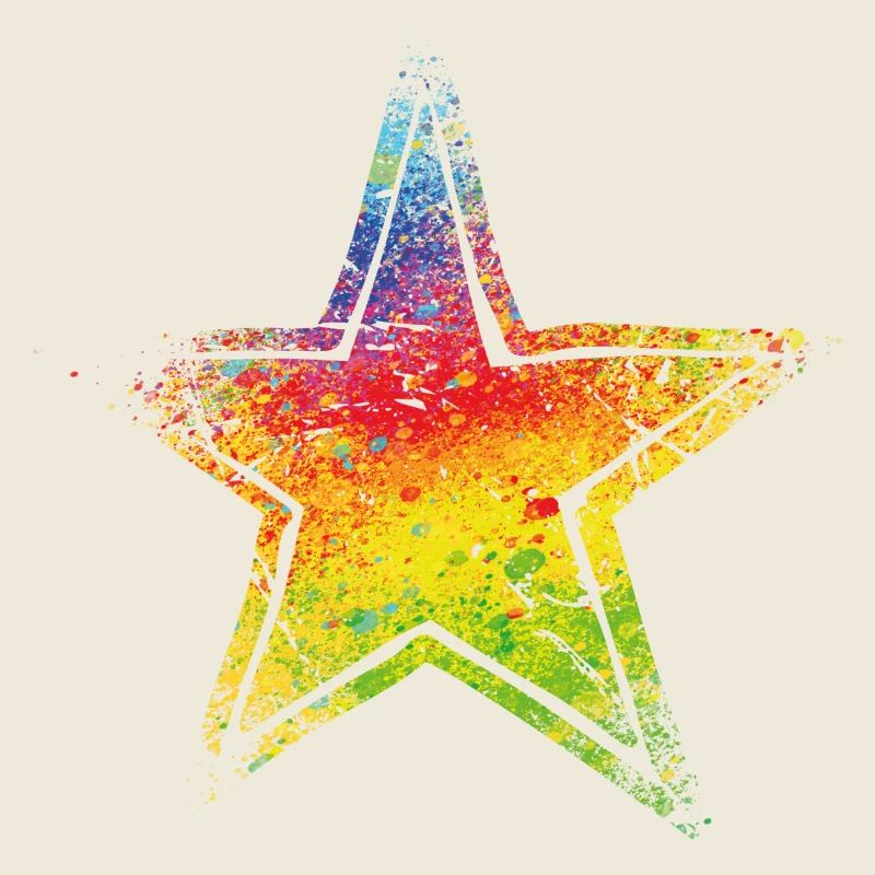 star drawn path cmyk rainbow masked turned