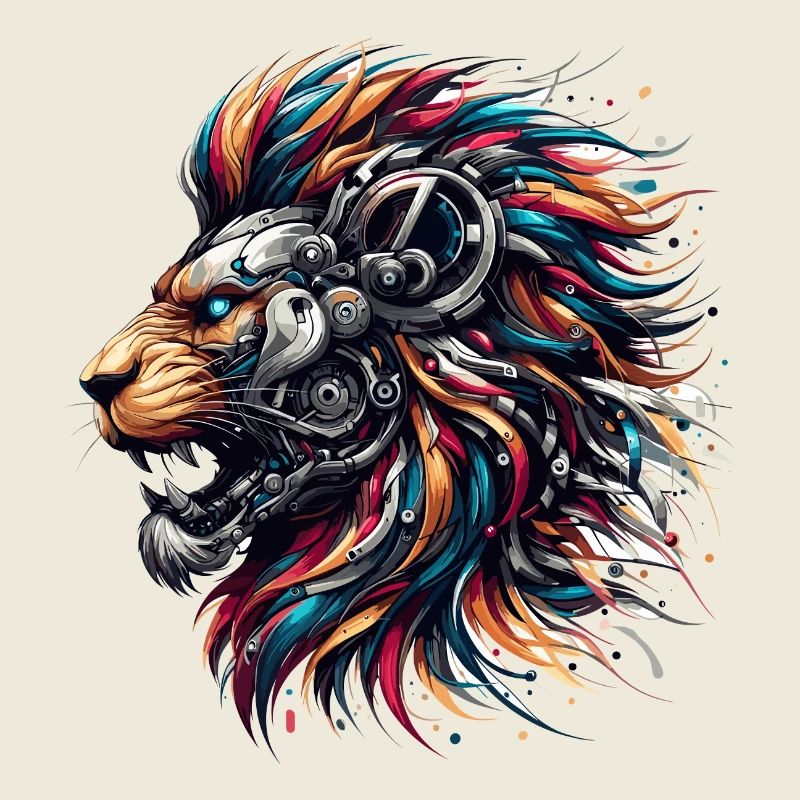 Lion Cyborg Robot Page cadeau