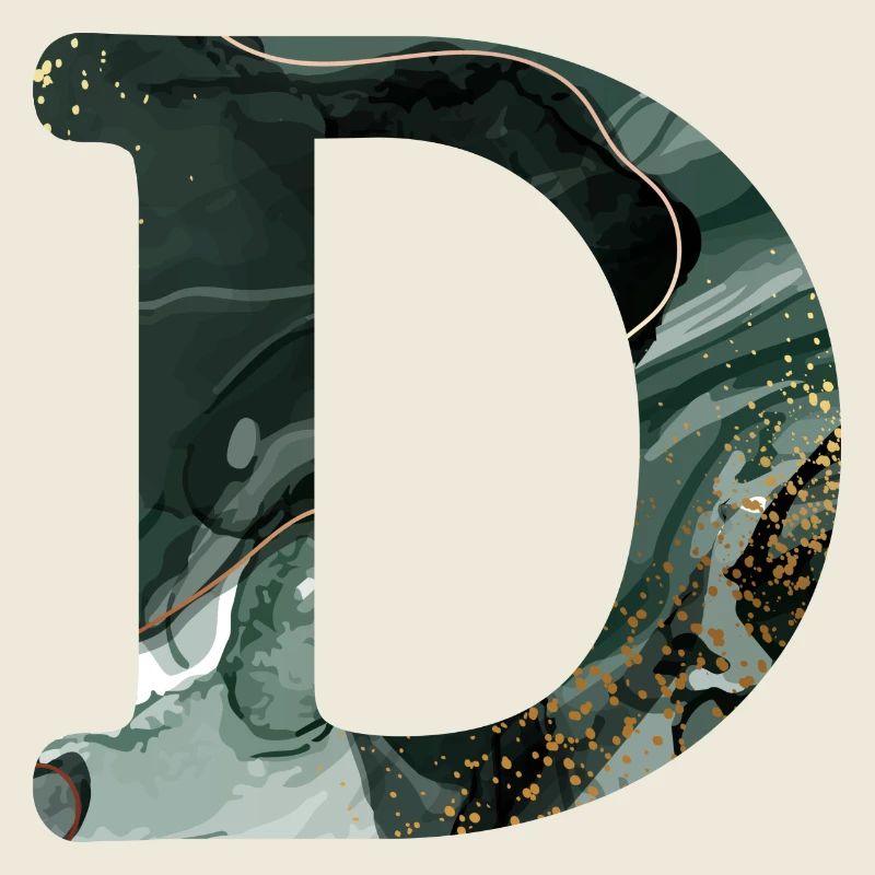 Green Marbled Letter D