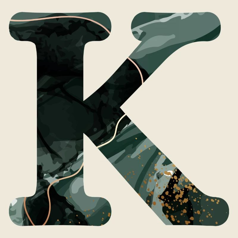 Lettre k marbré vert