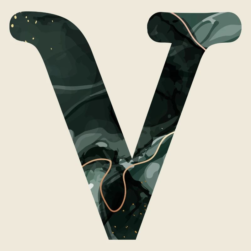 Green Marbled V Letter