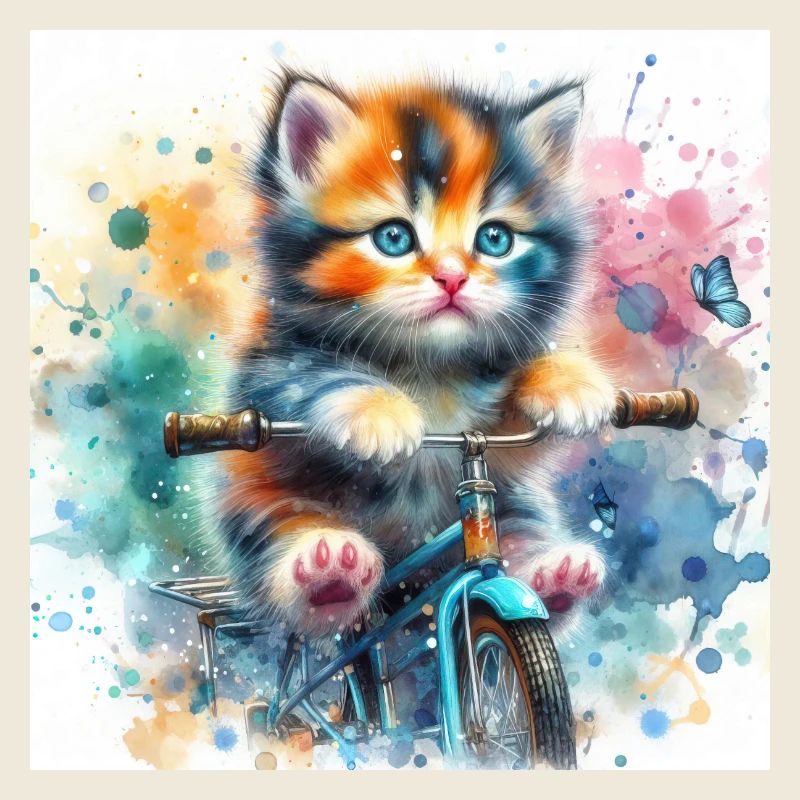 Chaton à vélo
