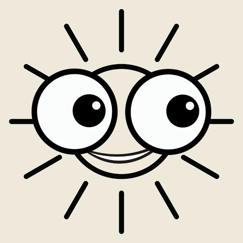 Sun with big eyes makes a smile
