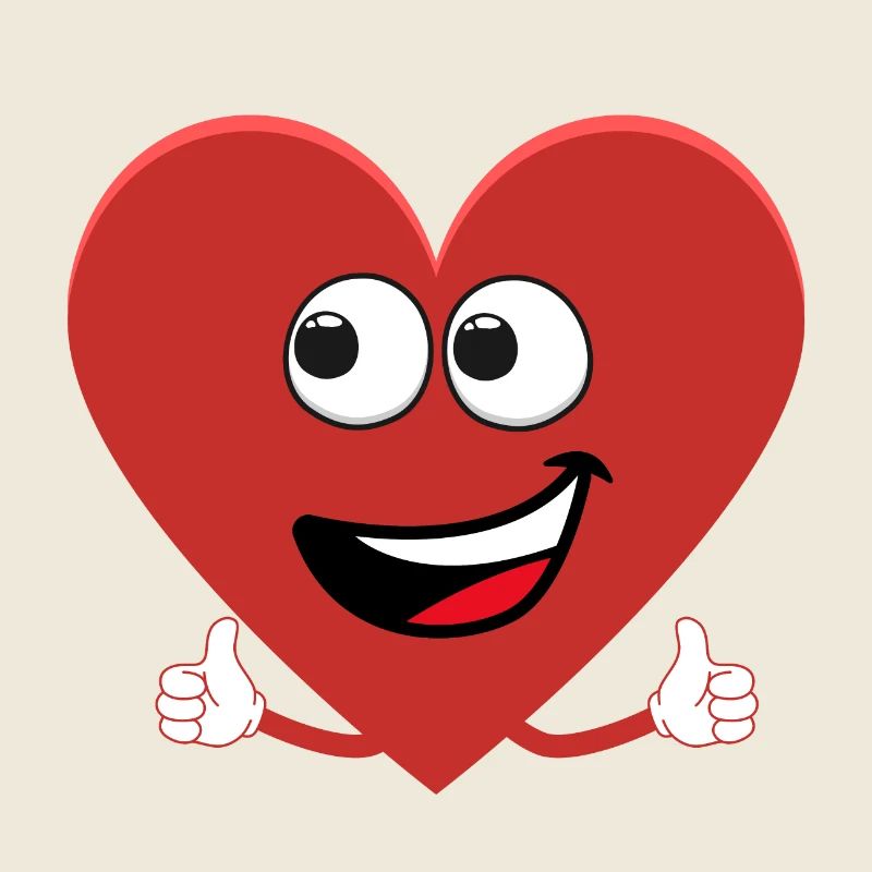 Rotes Herz, das den Daumen hebt