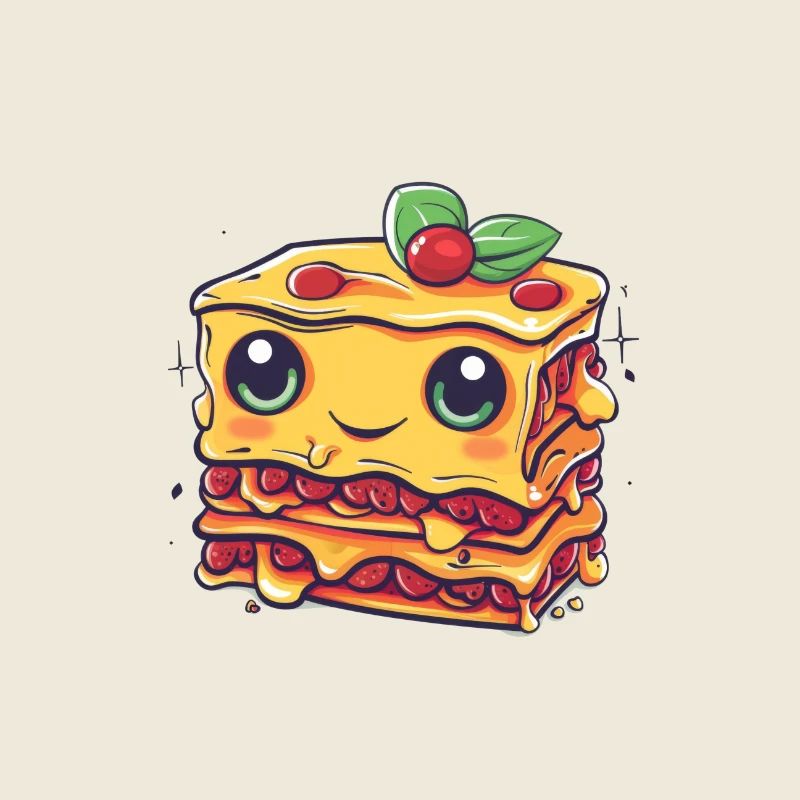 Lasagne colorée dans le style dessin animé