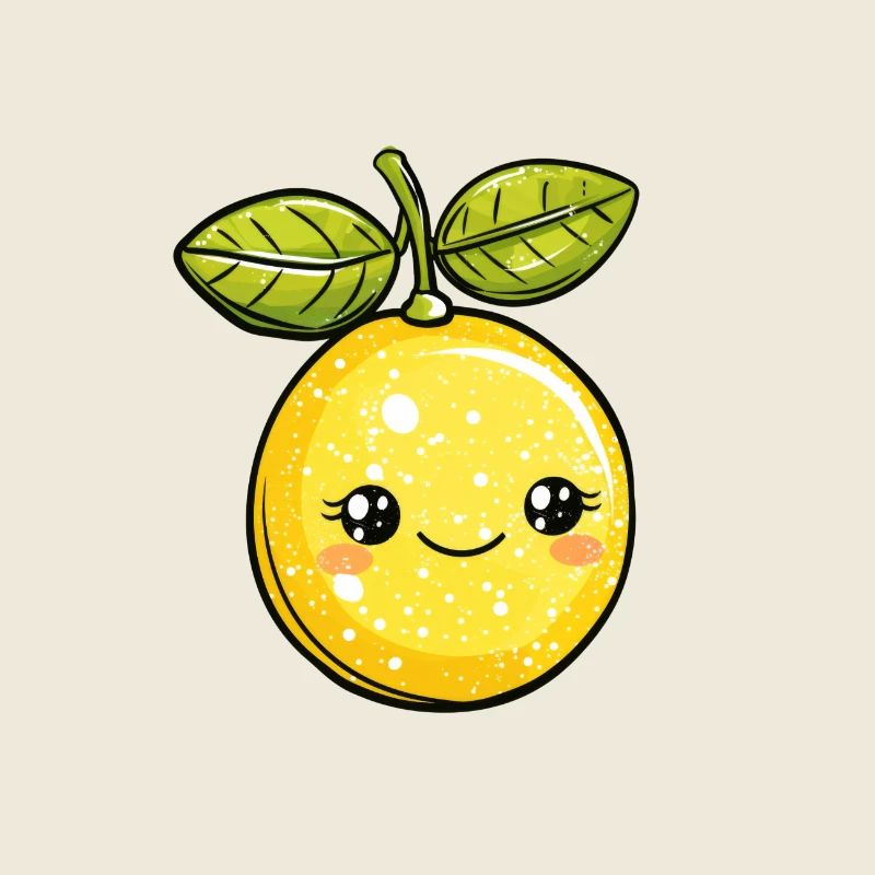Citron mignon dans le style de dessin animé jaune