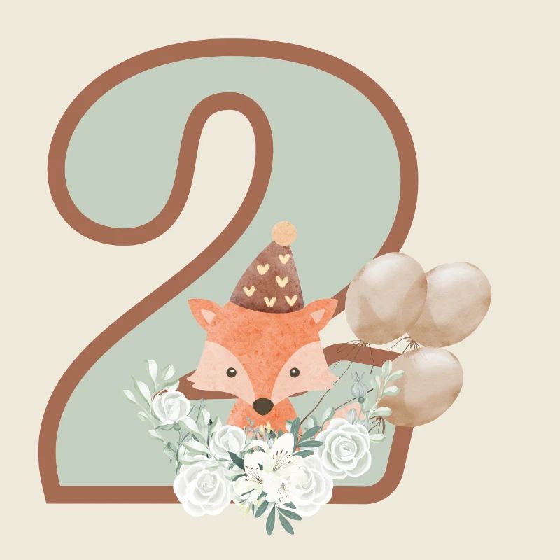 2nd Birthday Fox Flowers