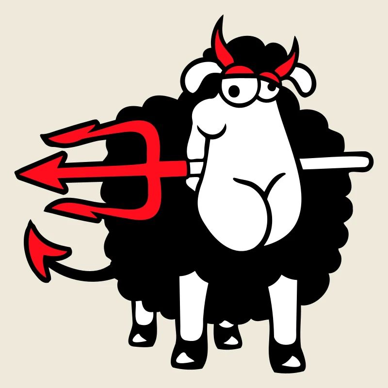 Mouton Diable Satan Enfer Mal Trident Cornes Cool