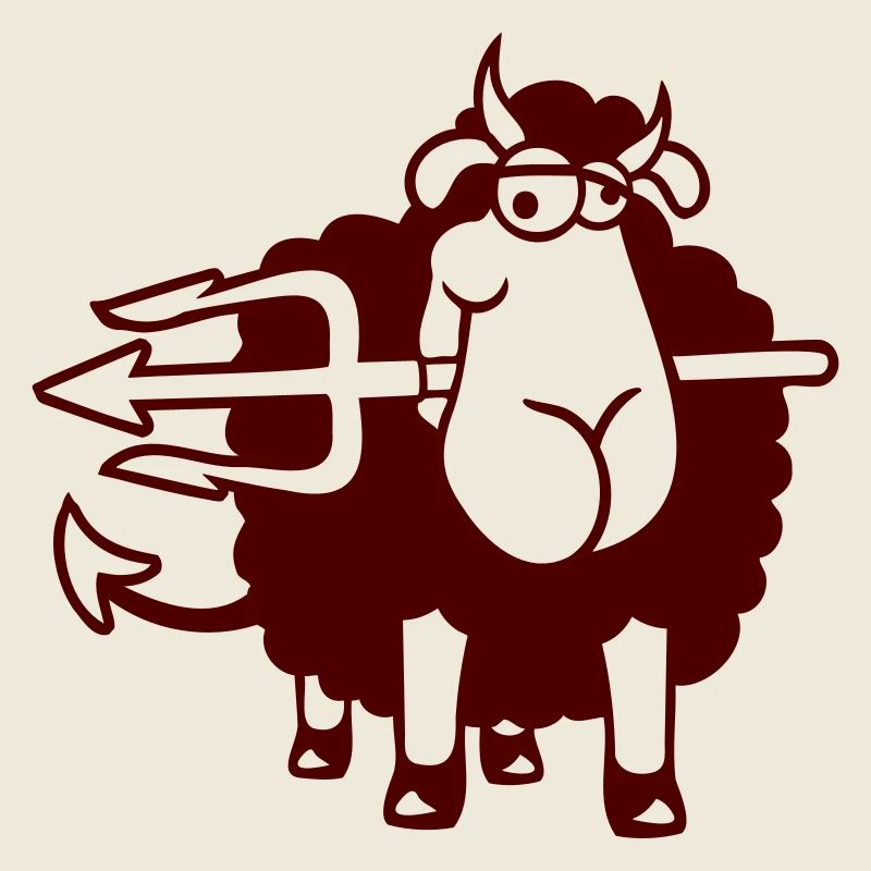 Mouton Diable Satan Enfer Mal Trident Cornes Cool