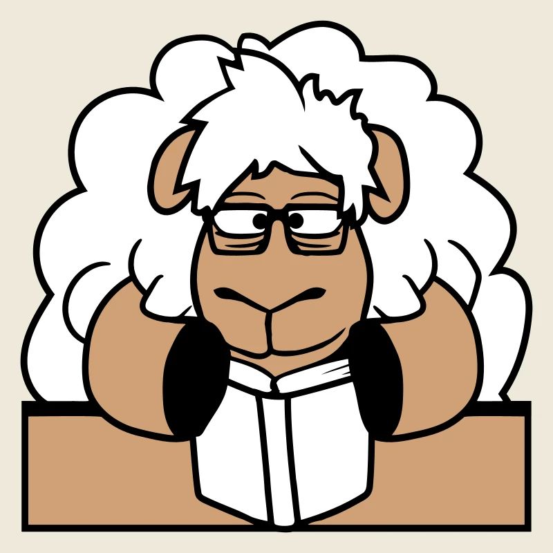 Sheep Nerd Geek Book Reading Nerd Horn-Rimmed Glasses Desk