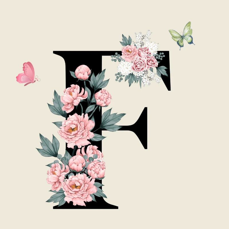 Buchstabe f rosa Blumen