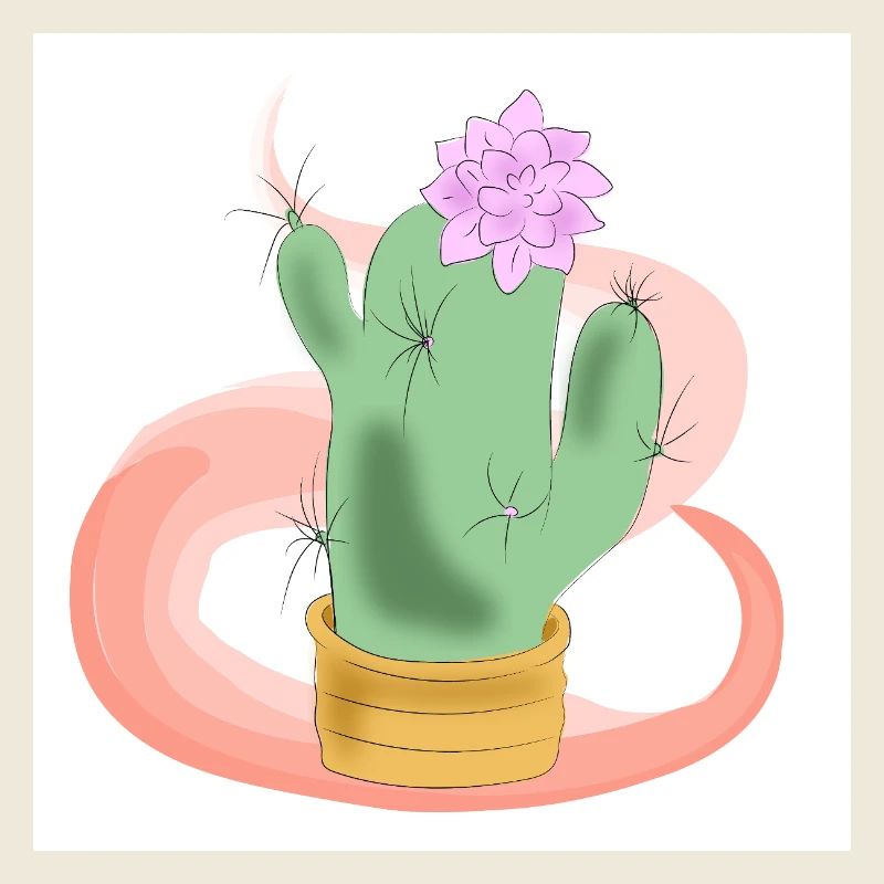 Pot de cactus avec fleur rose