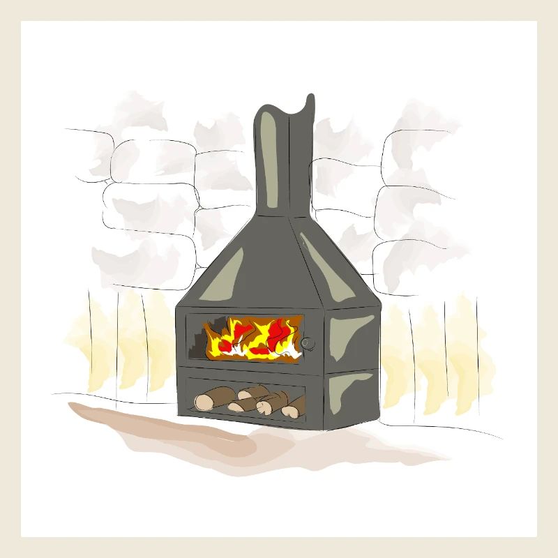 Beleuchteter Holzkamin