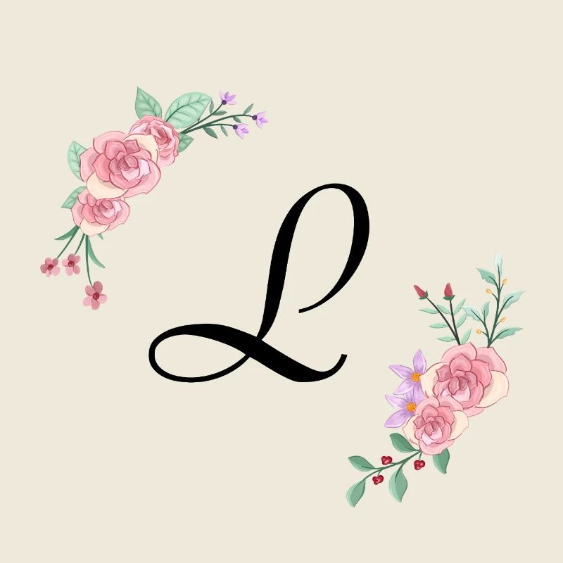 Lettre l florale rose