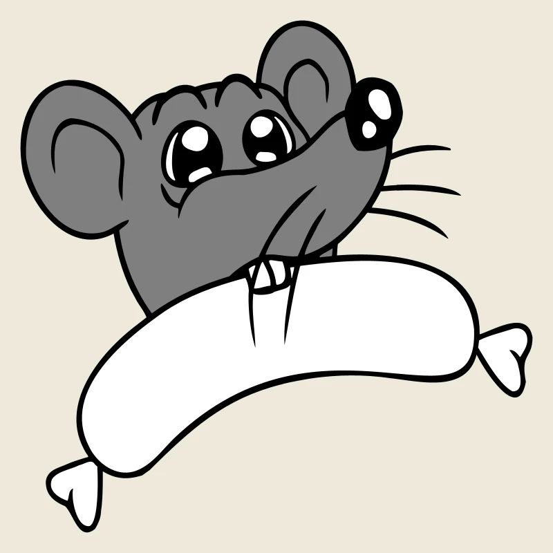 Maus großes Würstchen essen Hunger Wurst Grillen