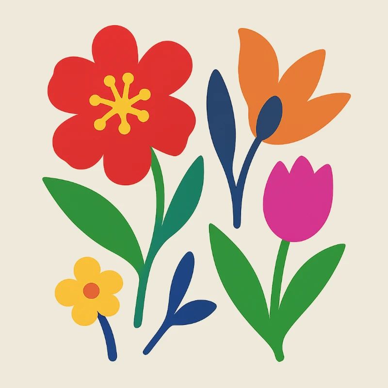 Pop Flowers – colourful & stylised