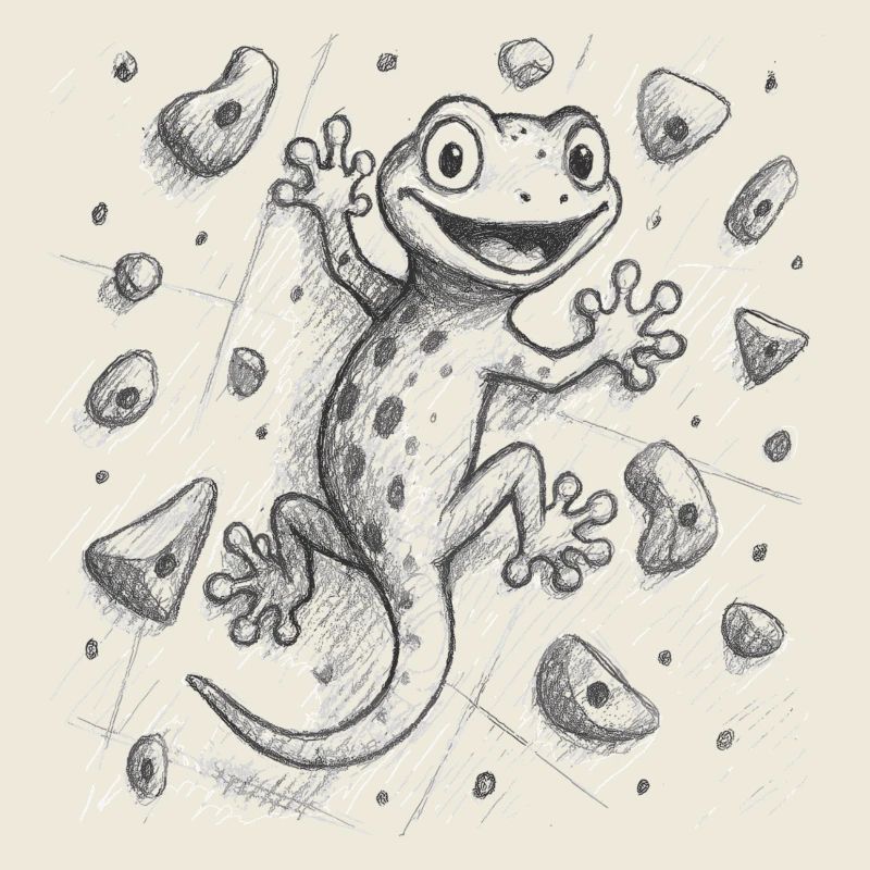 Bloc Gecko Lézard Escalade Dessin Cadeau