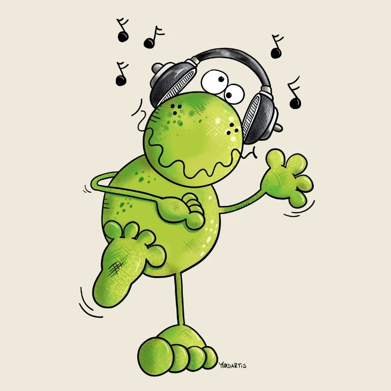 Grenouille avec écouteurs
