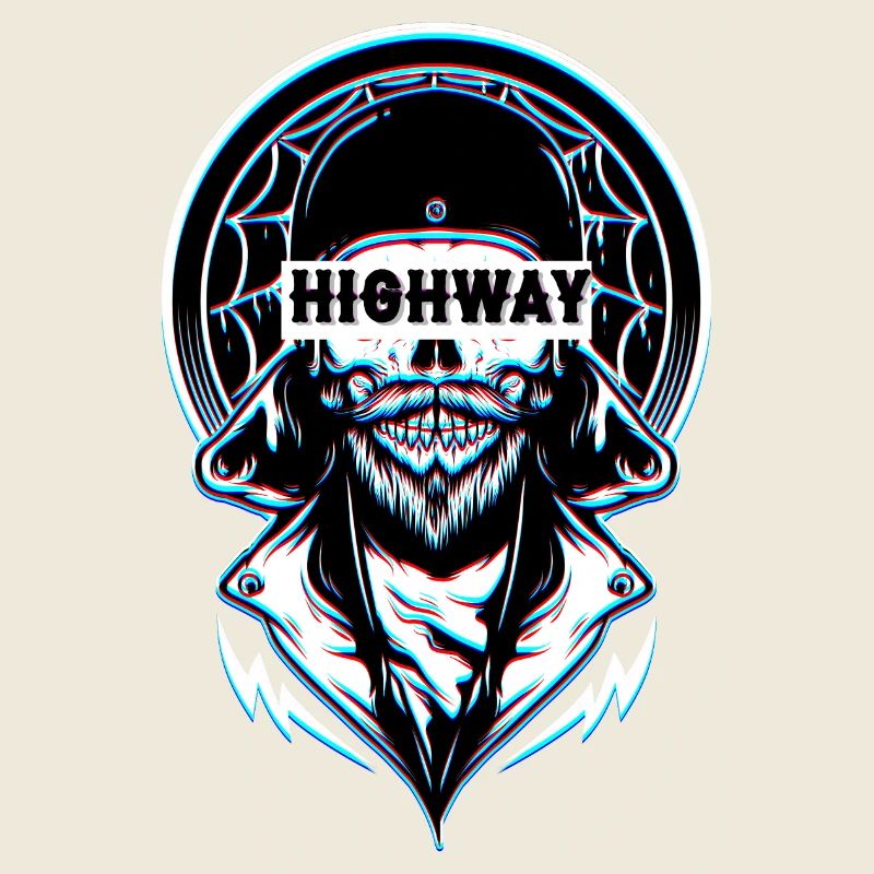 Aesthetic Biker Highway Glitch Design