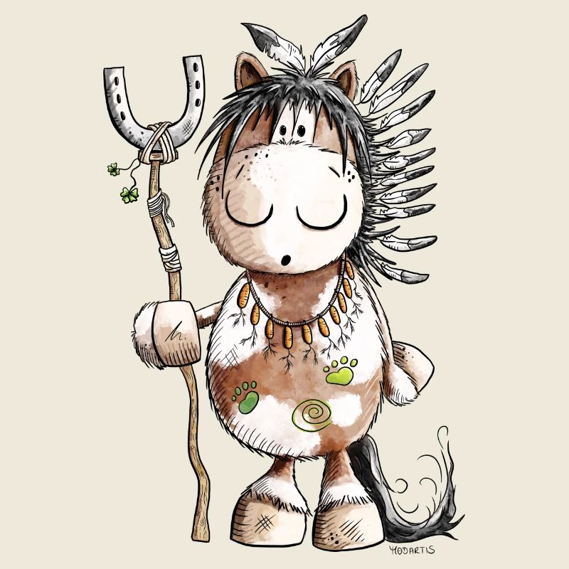 Chef Cheval avec des plumes indiennes
