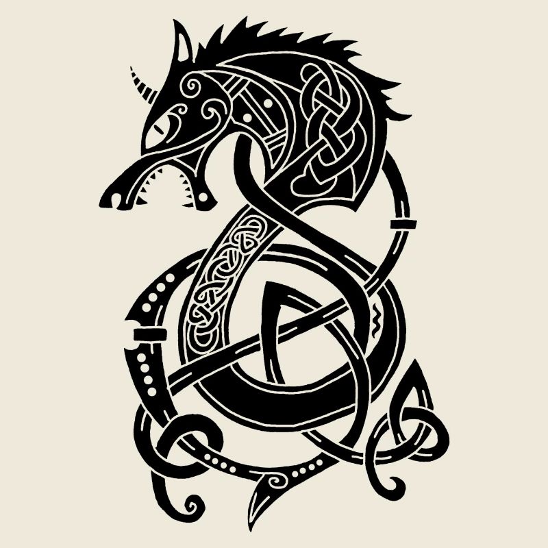 Wikingerwolf Drache (schwarz)