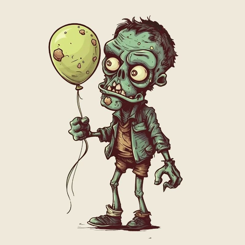Cooler Comic Zombie mit gelbem Luftballon