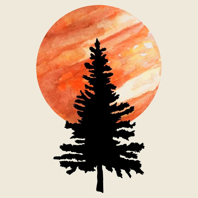 Pine tree and moon