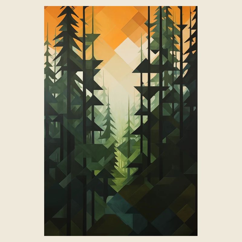 Forest Landscape in Geometric Style