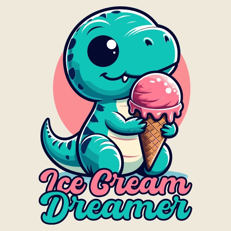 Eiscreme Träumer süßer T-Rex mit Eis Geschenk