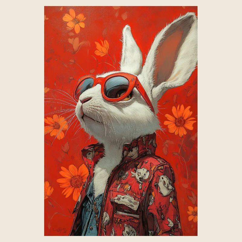 Lapin rouge avec des lunettes de soleil
