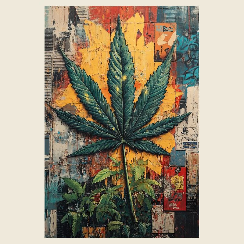 Graffiti Hemp Leaf Wall Art