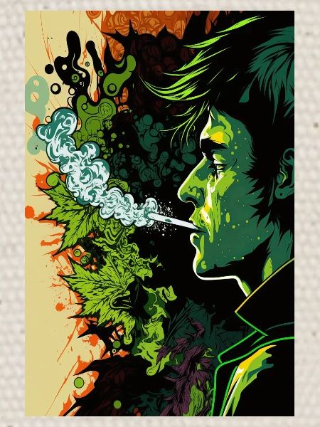 Visage psychédélique vert