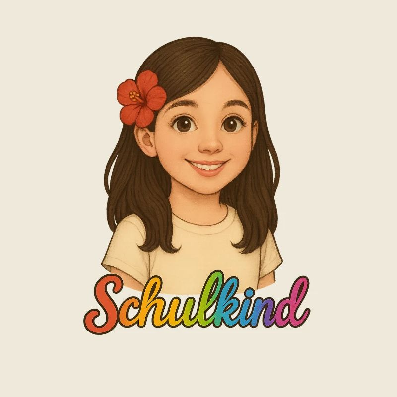 Schulkind Mädchen mit Blüte – Einschulung Motiv
