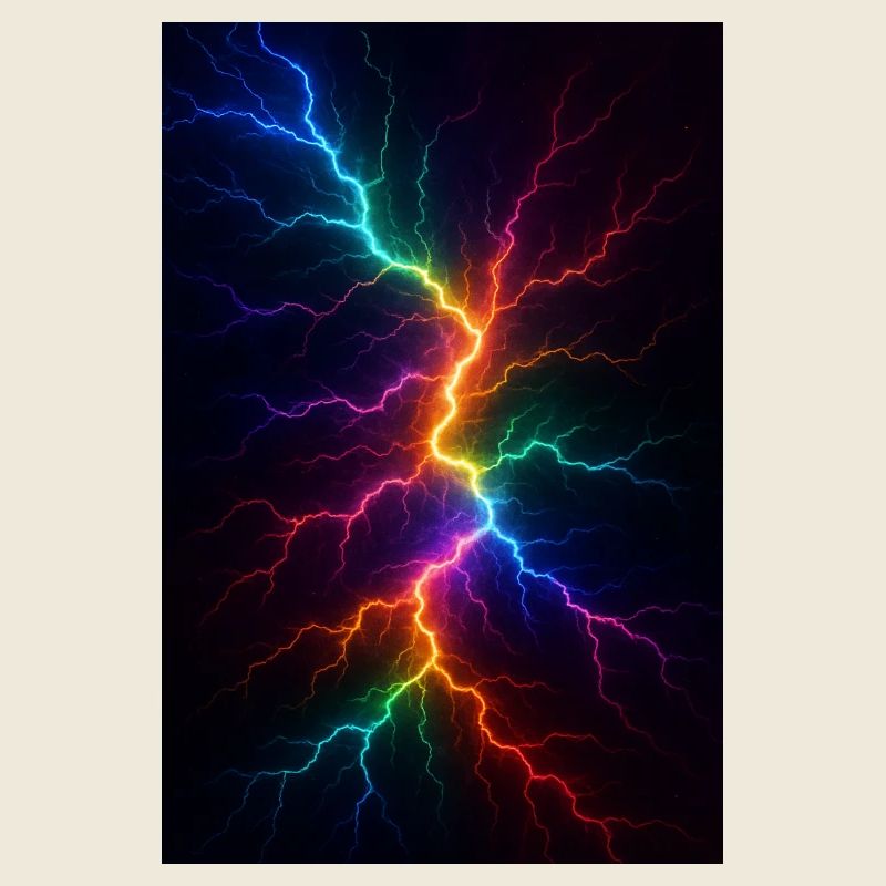 Orage d’éclairs arc-en-ciel