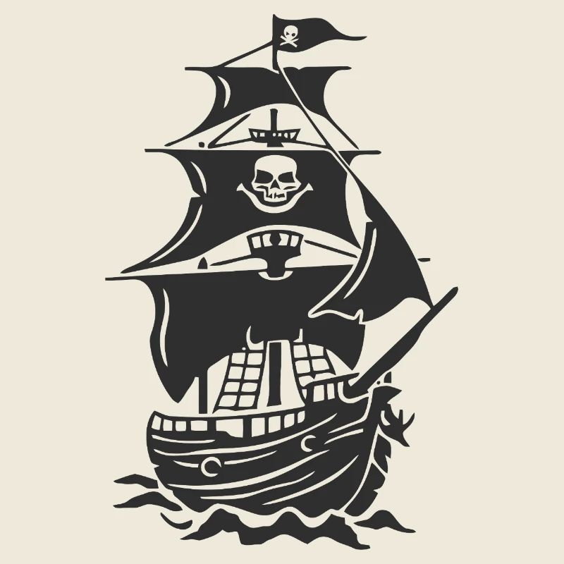 Haunted Pirate Ship Silhouette