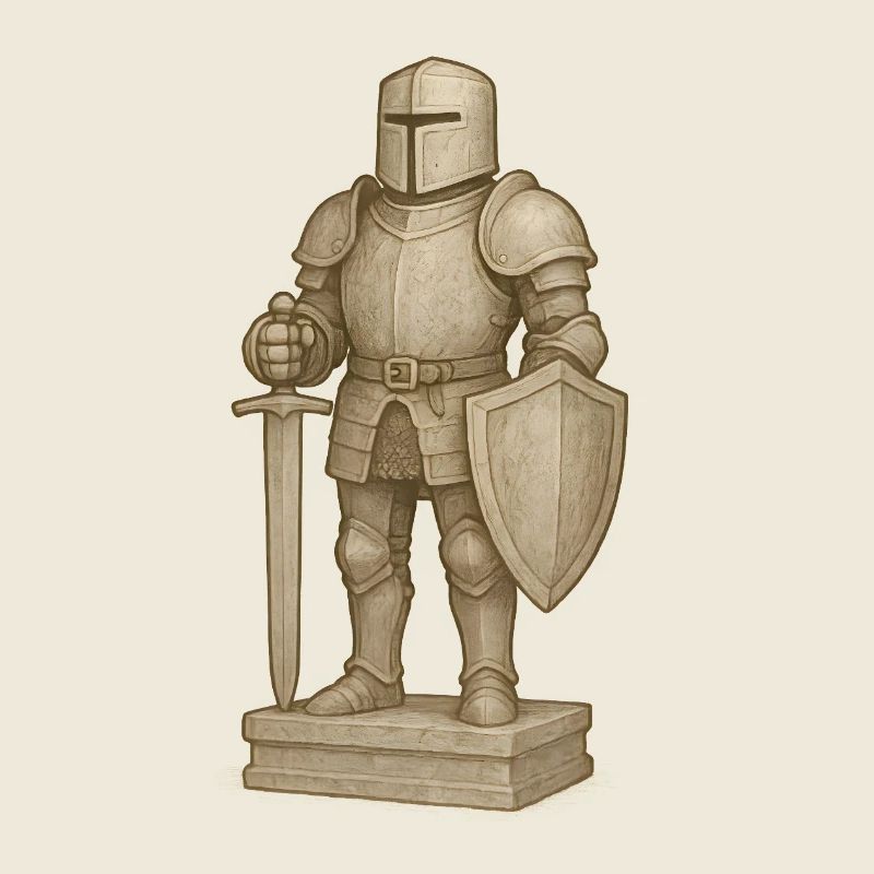 Knightly Samurai Figurine in Stone Style