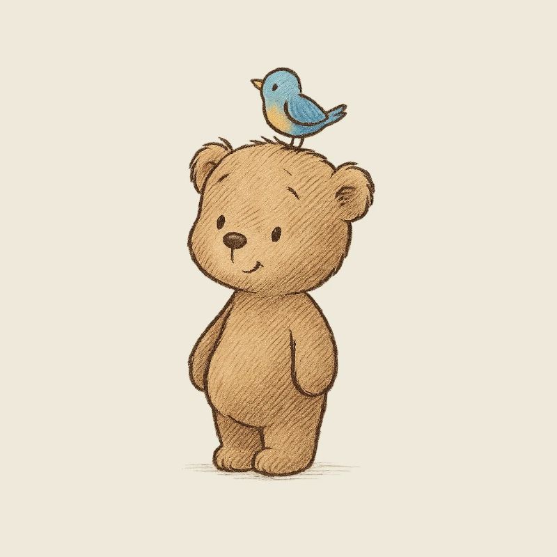 Ours mignon avec accent d’oiseau