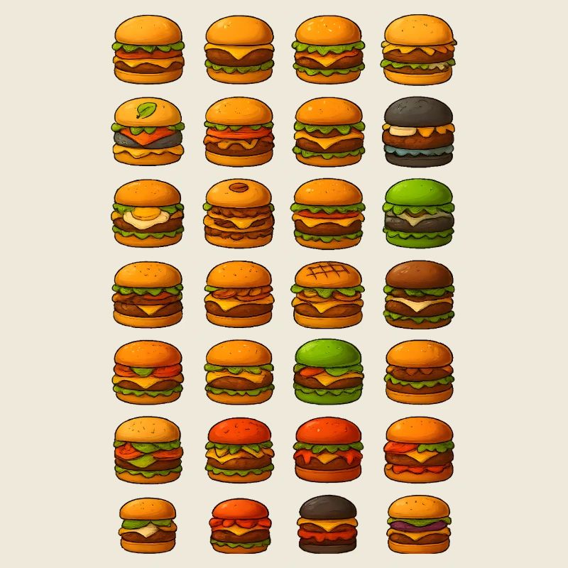 Diverse burger designs for food lovers